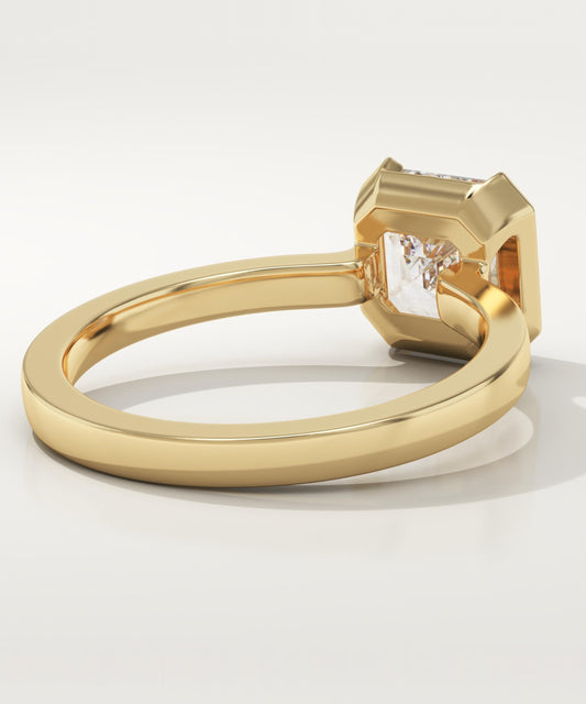 Asscher Cut Half Bezel Lab-Grown Diamond Engagement Ring