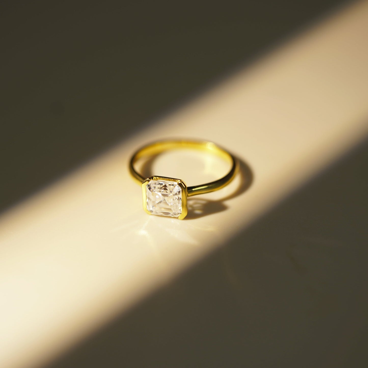 Asscher Cut Half Bezel Lab-Grown Diamond Engagement Ring
