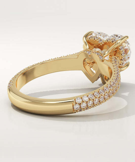 Heart Cut Hidden Halo & Triple Pave Lab-Grown Diamond Engagement Ring