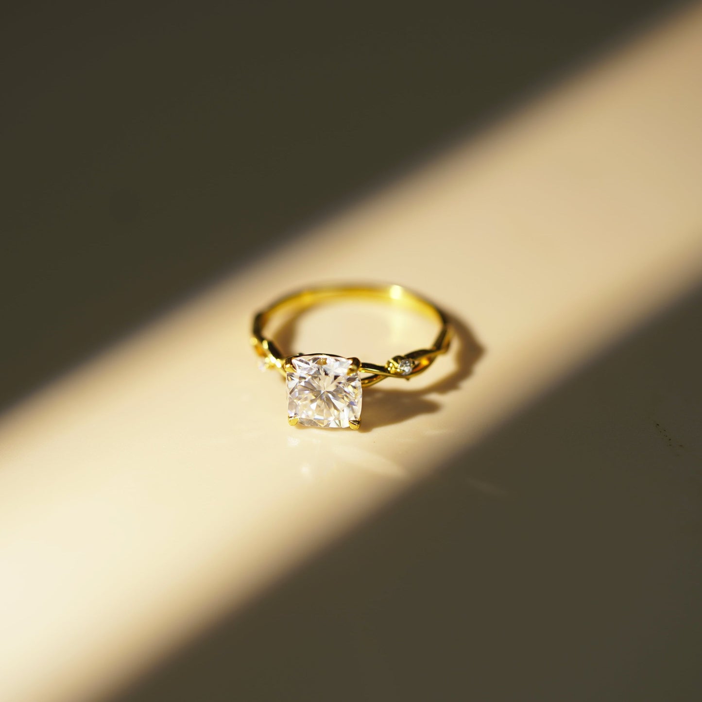 Cushion Cut Nature Inspired Lab-Grown Diamond Engagement Ring