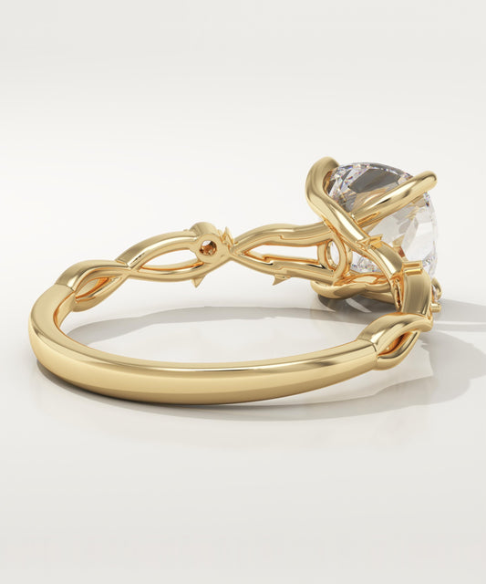 Cushion Cut Nature Inspired Lab-Grown Diamond Engagement Ring