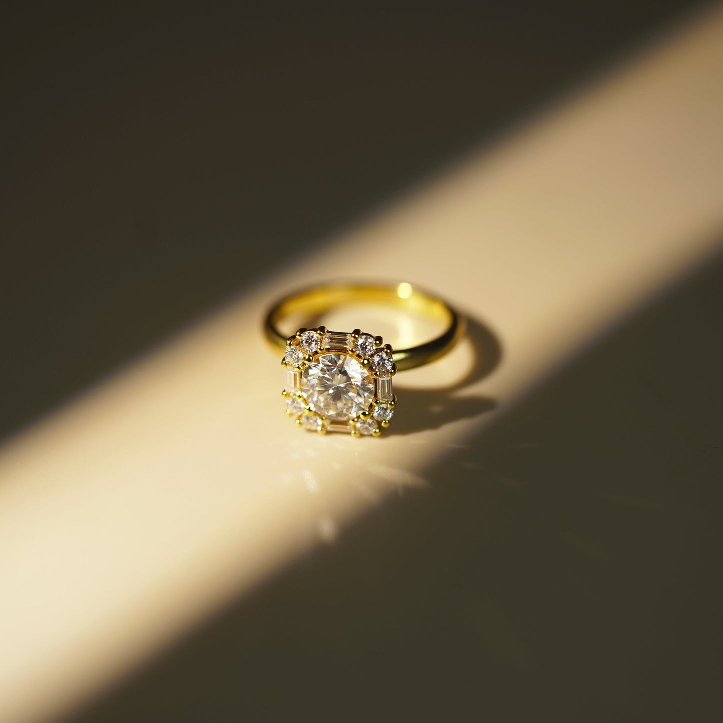 Round Cut Cluster Lab-Grown Diamond Engagement Ring