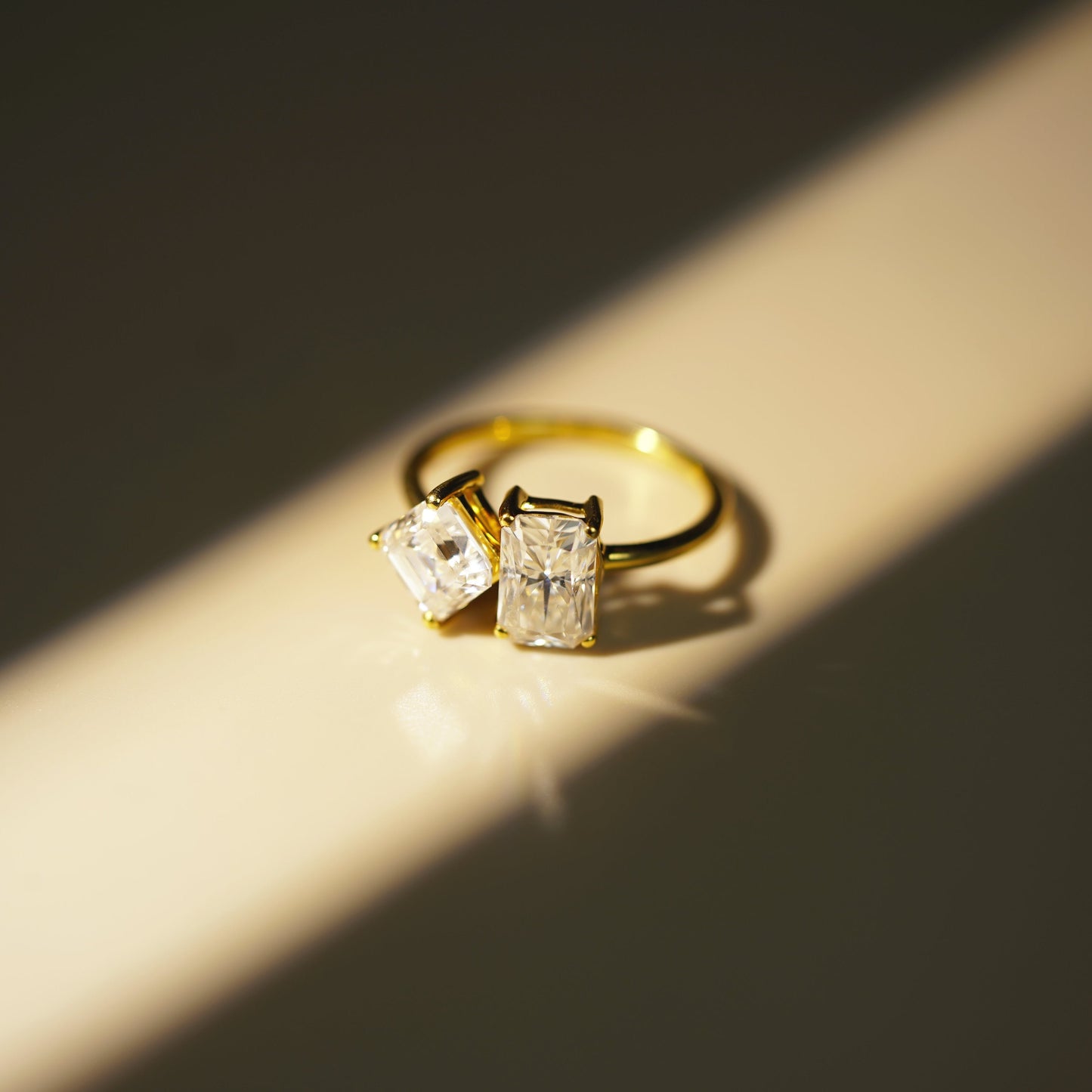 4.75 TCW Radiant & Asscher Cut Toi Et Moi Lab-Grown Diamond Engagement Ring