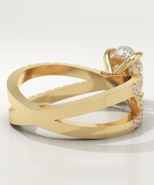 Oval Cut Hidden Halo & Criss Cross Pave Lab-Grown Diamond Engagement Ring