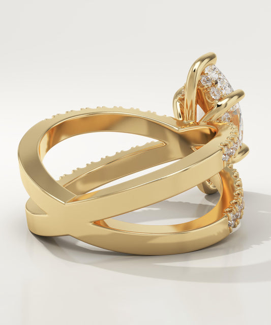 Marquise Cut Hidden Halo & Criss Cross Pave Lab-Grown Diamond Engagement Ring