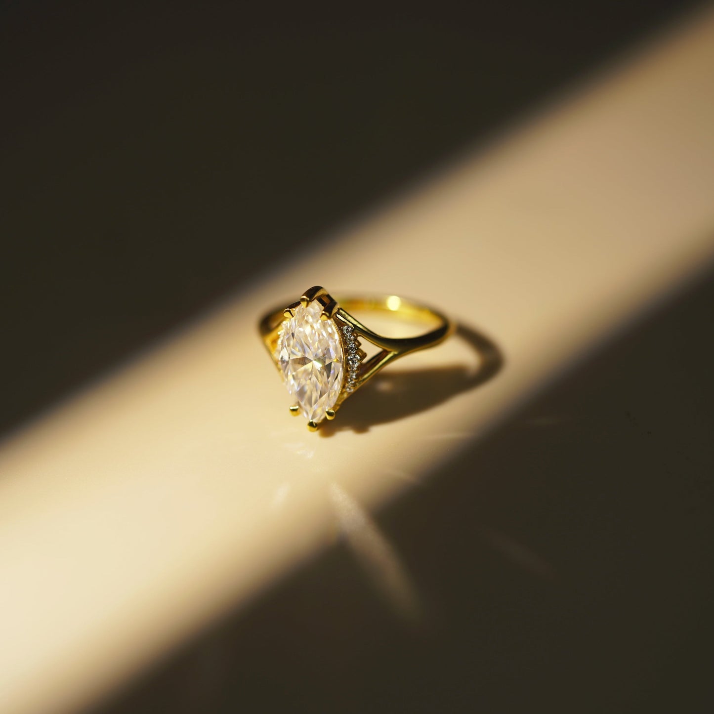 Marquise Cut Cluster Lab-Grown Diamond Engagement Ring