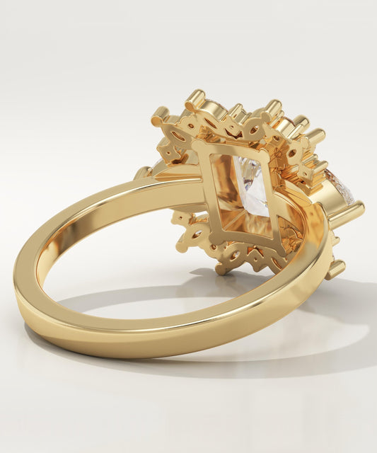 Radiant Cut Cluster Lab-Grown Diamond Engagement Ring