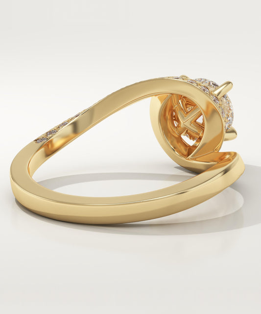 Round Cut Swirl Pave Lab-Grown Diamond Engagement Ring