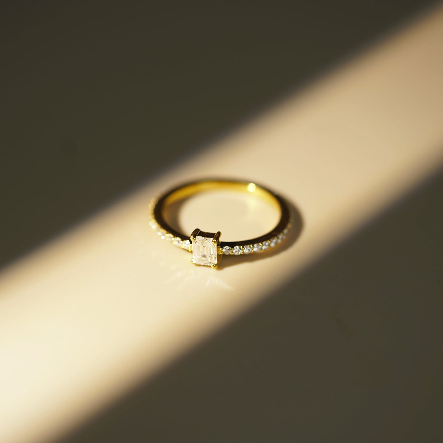 Emerald Cut Pave Lab-Grown Diamond Engagement Ring