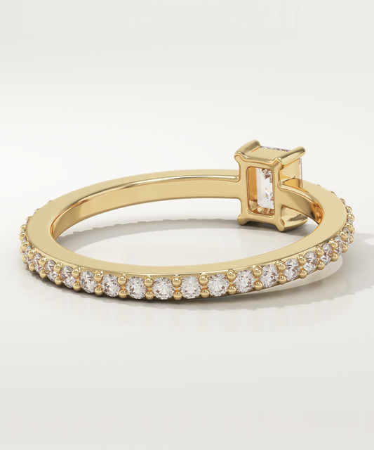 Emerald Cut Pave Lab-Grown Diamond Engagement Ring