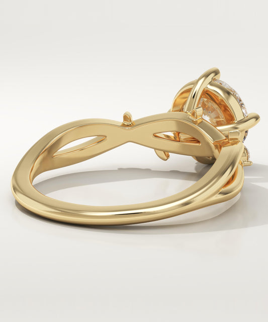Round Cut Twig Lab-Grown Diamond Engagement Ring