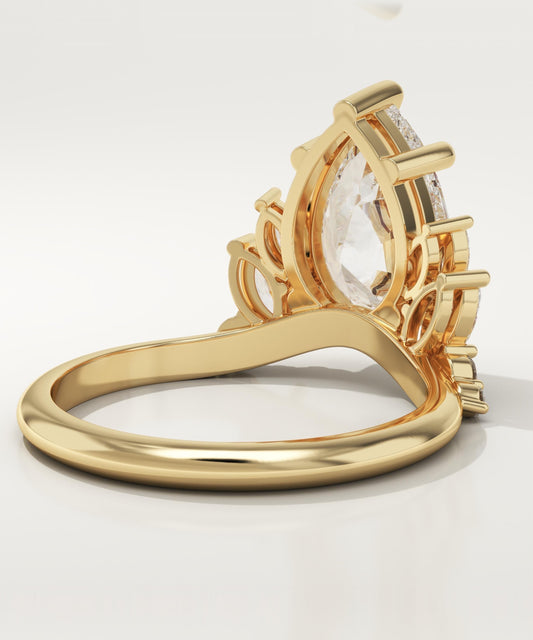 Pear Cut Cluster Lab-Grown Diamond Engagement Ring