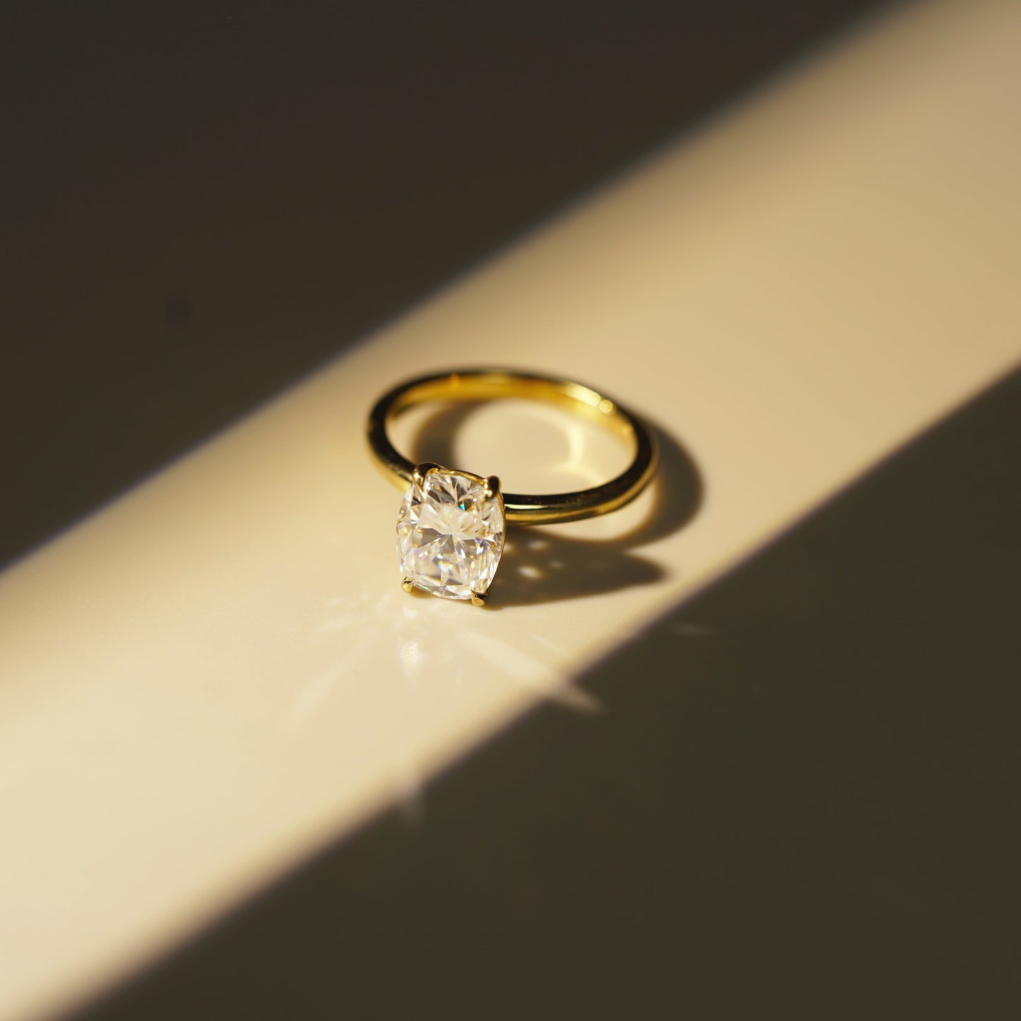 Elongated Cushion Cut Solitaire Lab-Grown Diamond Engagement Ring