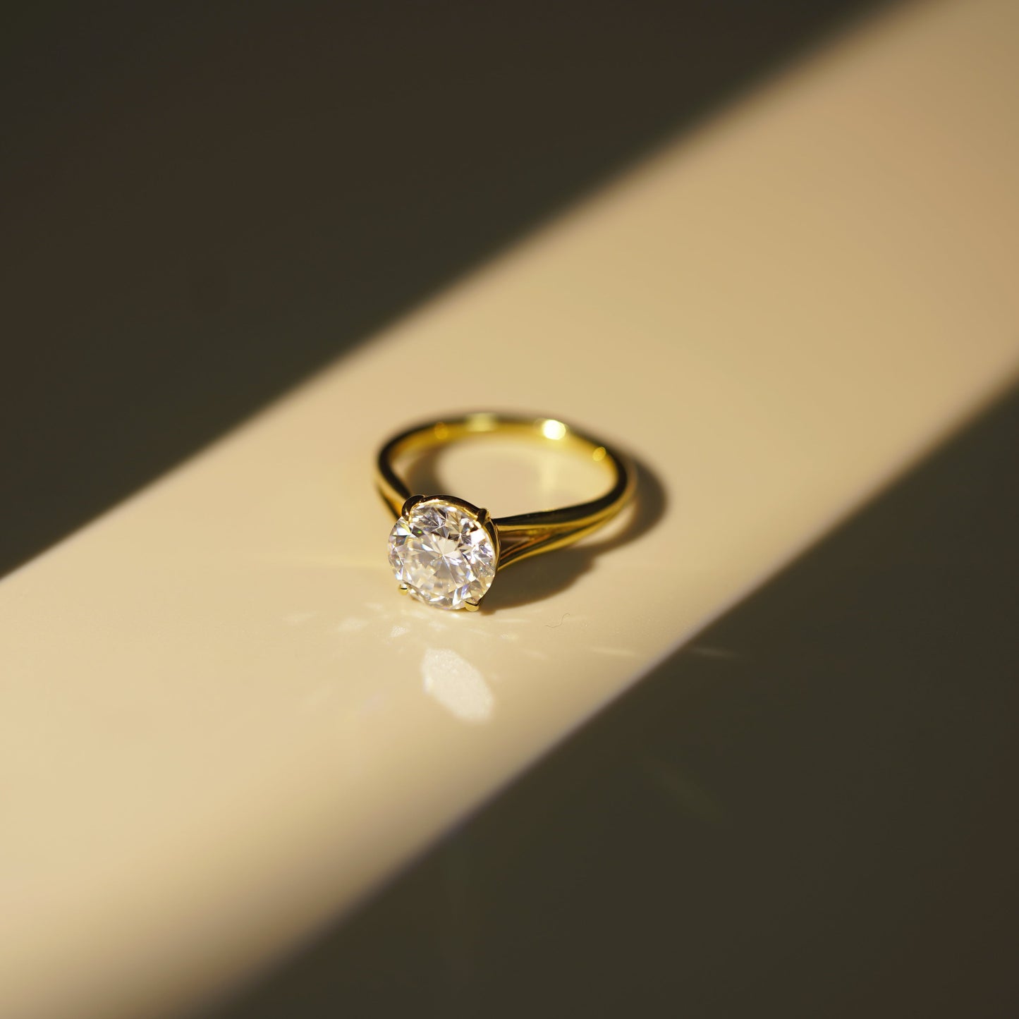 Round Cut Solitaire Split Shank Lab-Grown Diamond Engagement Ring