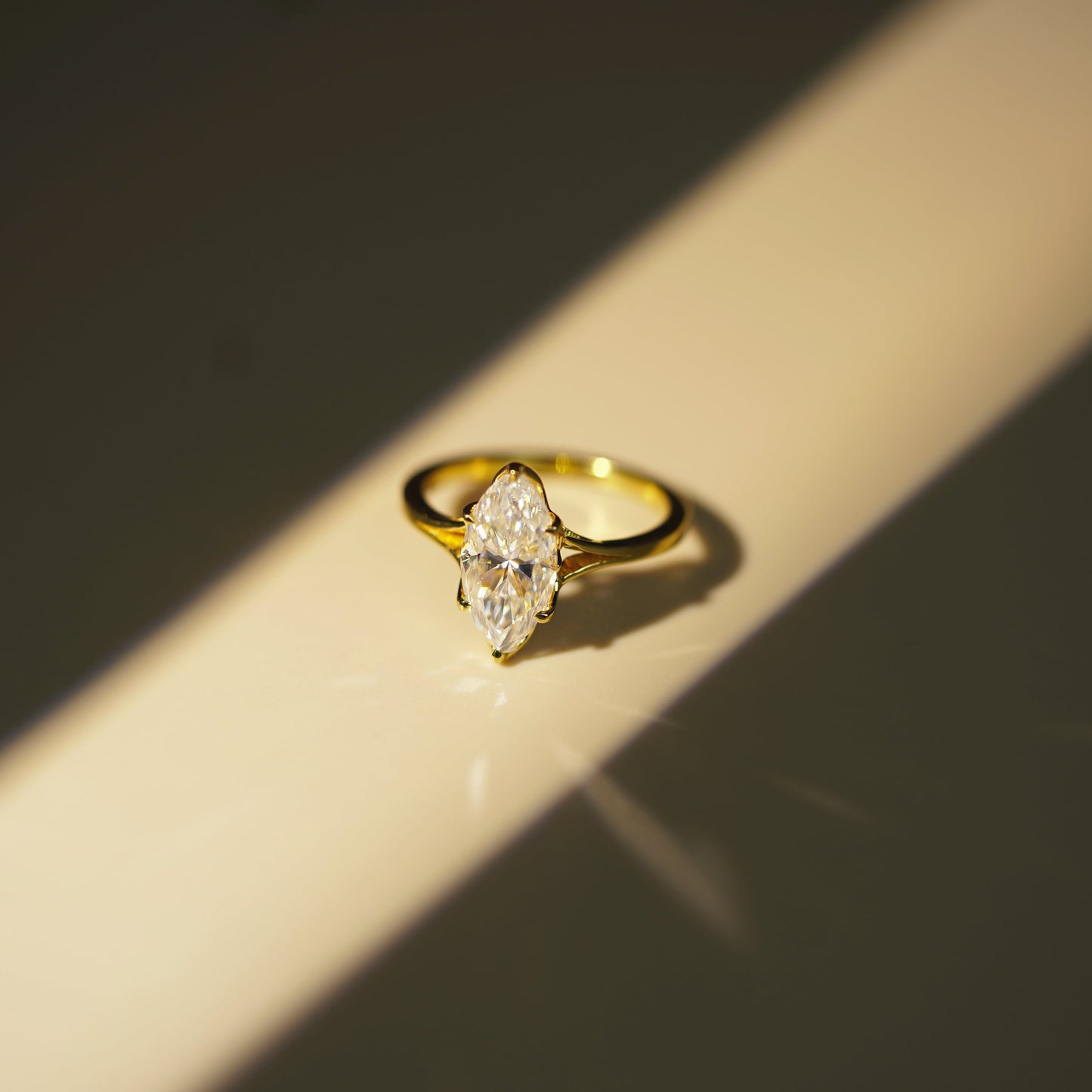 Marquise Cut Solitaire Split Shank Lab-Grown Diamond Engagement Ring