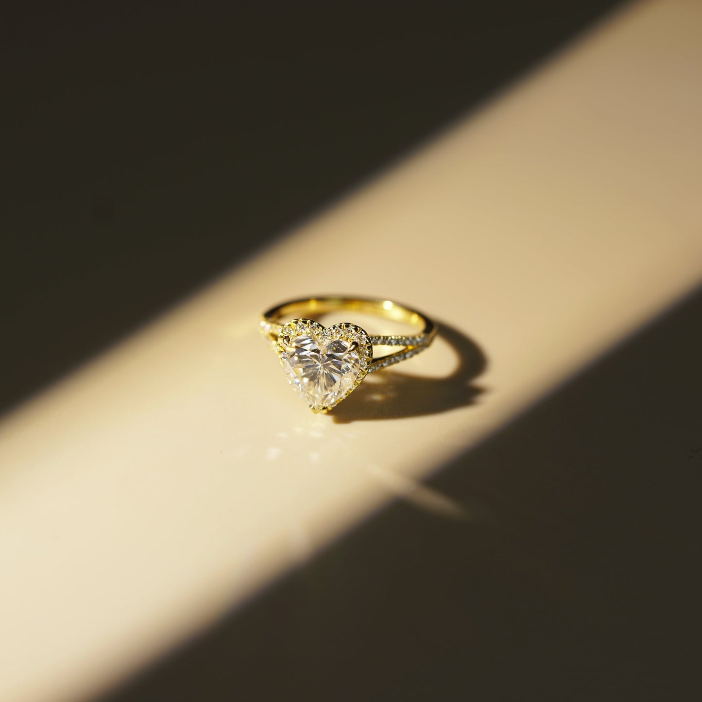 Heart Cut Halo & Pave Split Shank Lab-Grown Diamond Engagement Ring