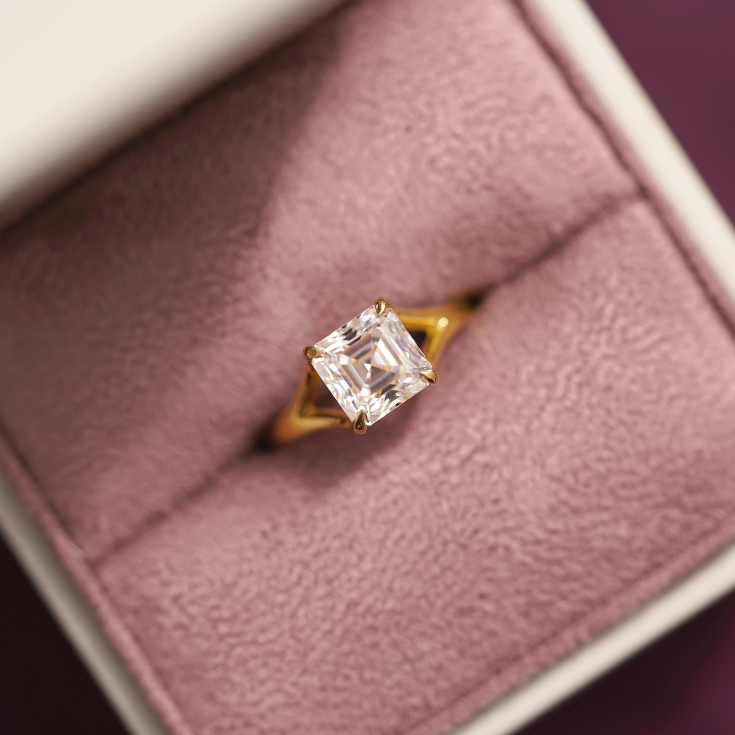 Asscher Cut Solitaire Split Shank Lab-Grown Diamond Engagement Ring