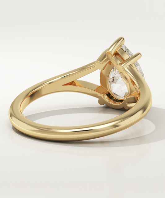 Pear Cut Solitaire Split Shank Lab-Grown Diamond Engagement Ring