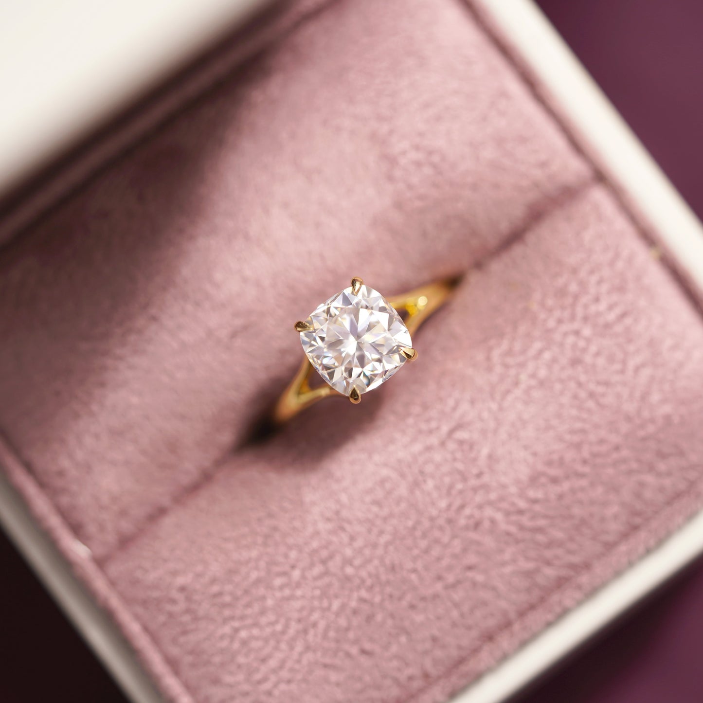 Cushion Cut Solitaire Split Shank Lab-Grown Diamond Engagement Ring