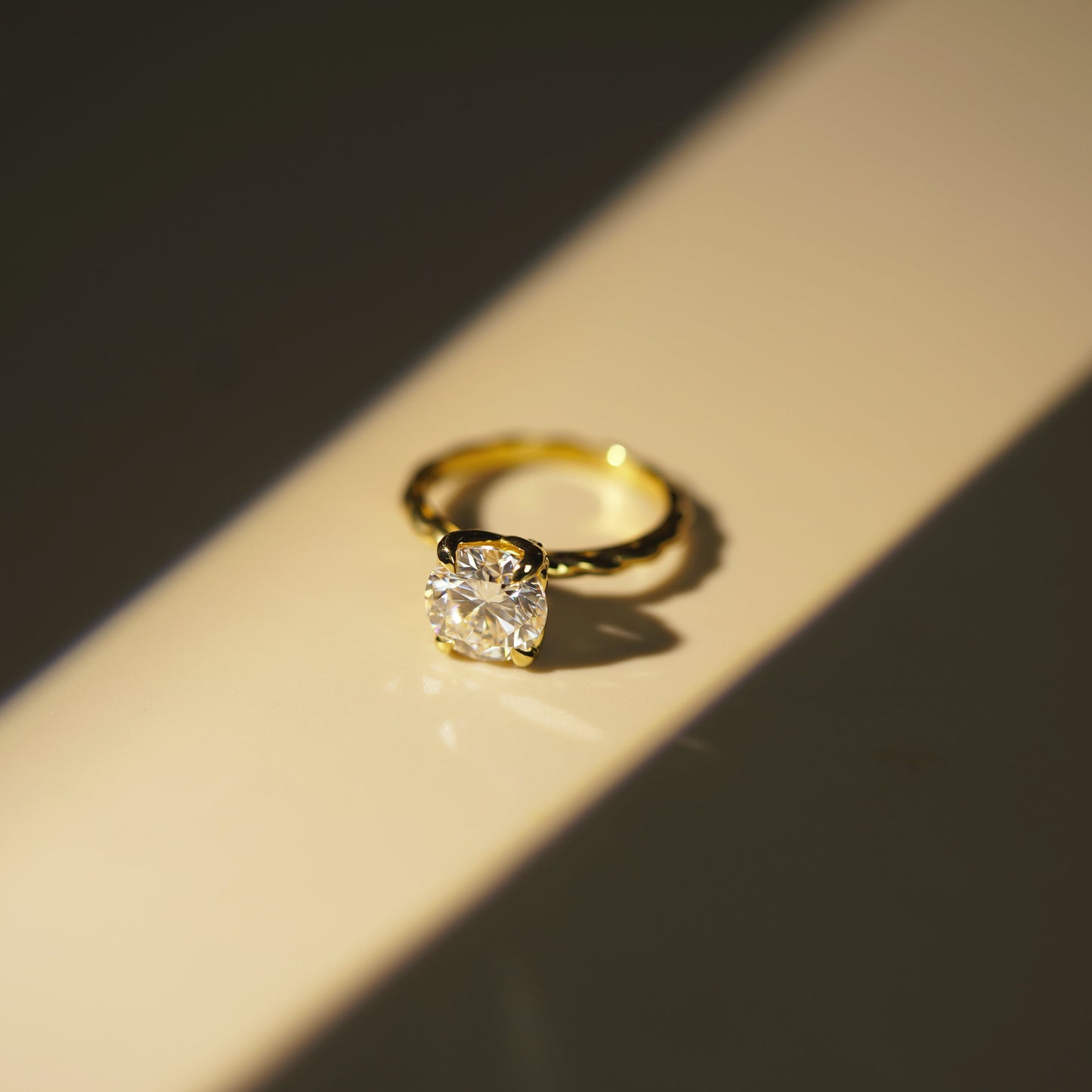 Round Cut Twisted Shank Lab-Grown Diamond Engagement Ring