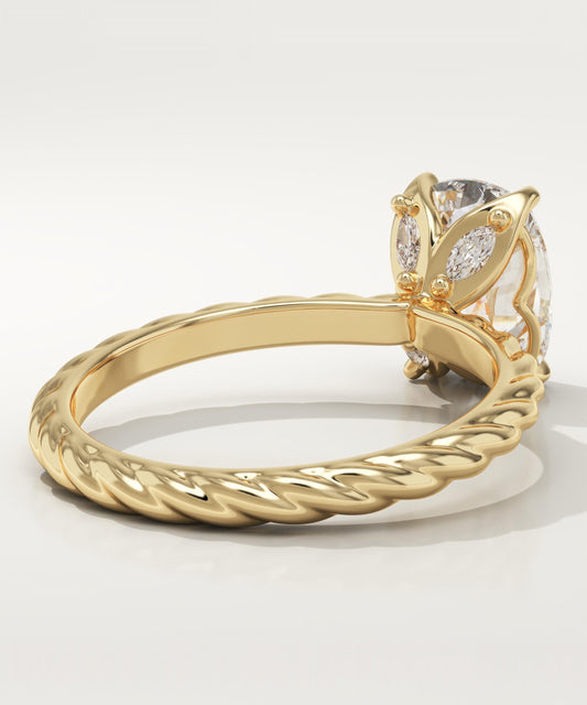 Elongated Cushion Cut Twisted Shank Lab-Grown Diamond Engagement Ring