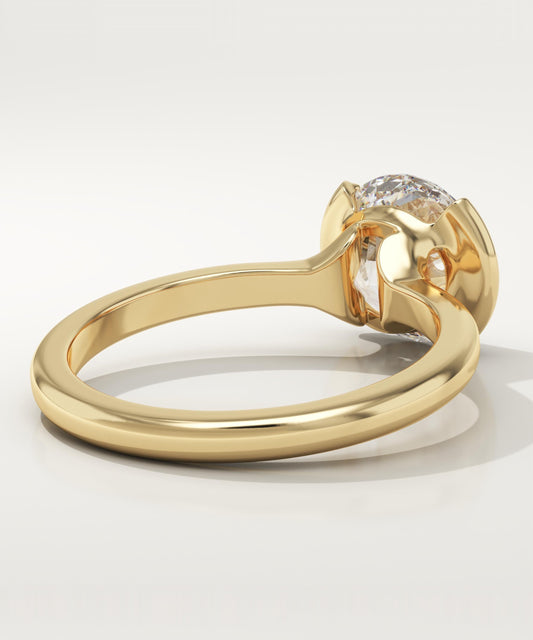 Round Cut Half Bezel Lab-Grown Diamond Engagement Ring