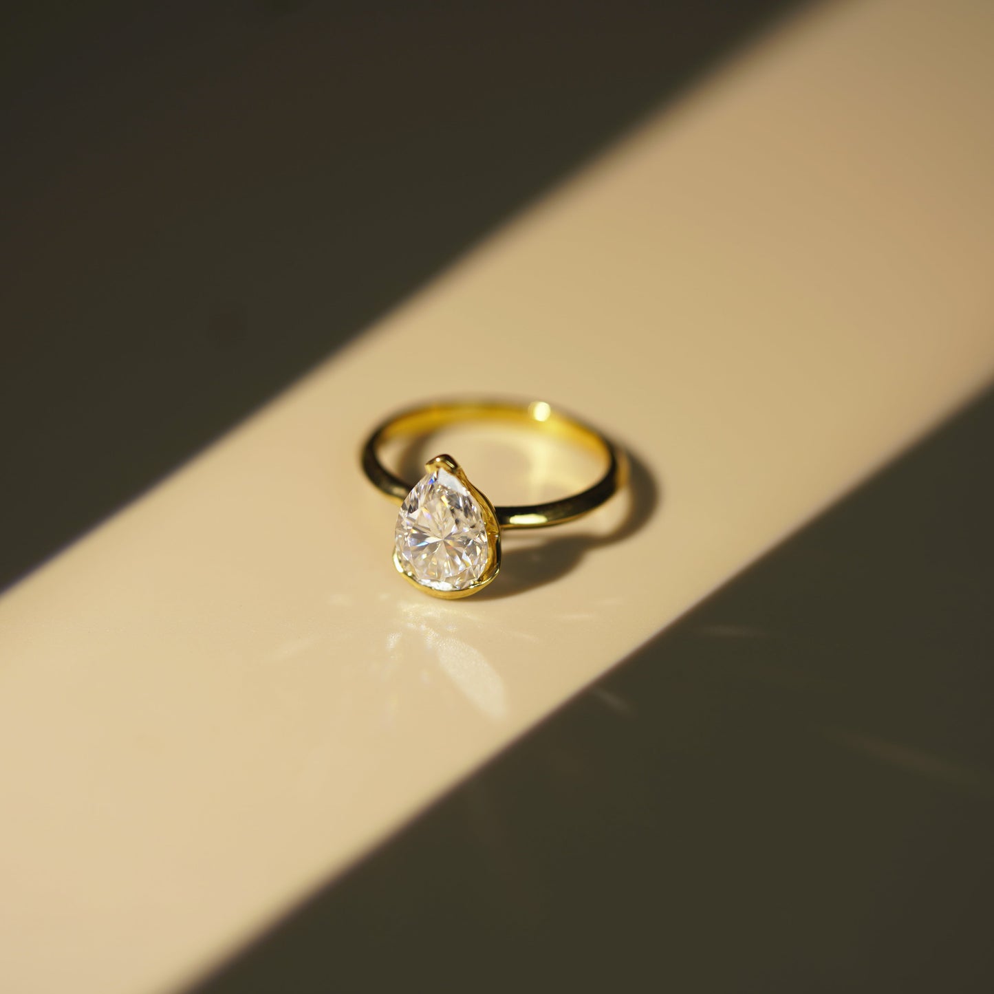 Pear Cut Half Bezel Lab-Grown Diamond Engagement Ring