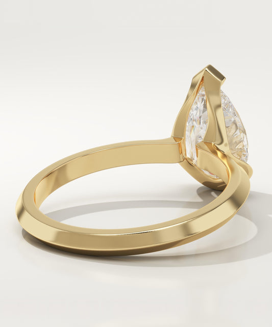 Pear Cut Half Bezel Lab-Grown Diamond Engagement Ring