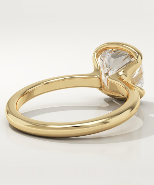 Cushion Cut Half Bezel Lab-Grown Diamond Engagement Ring
