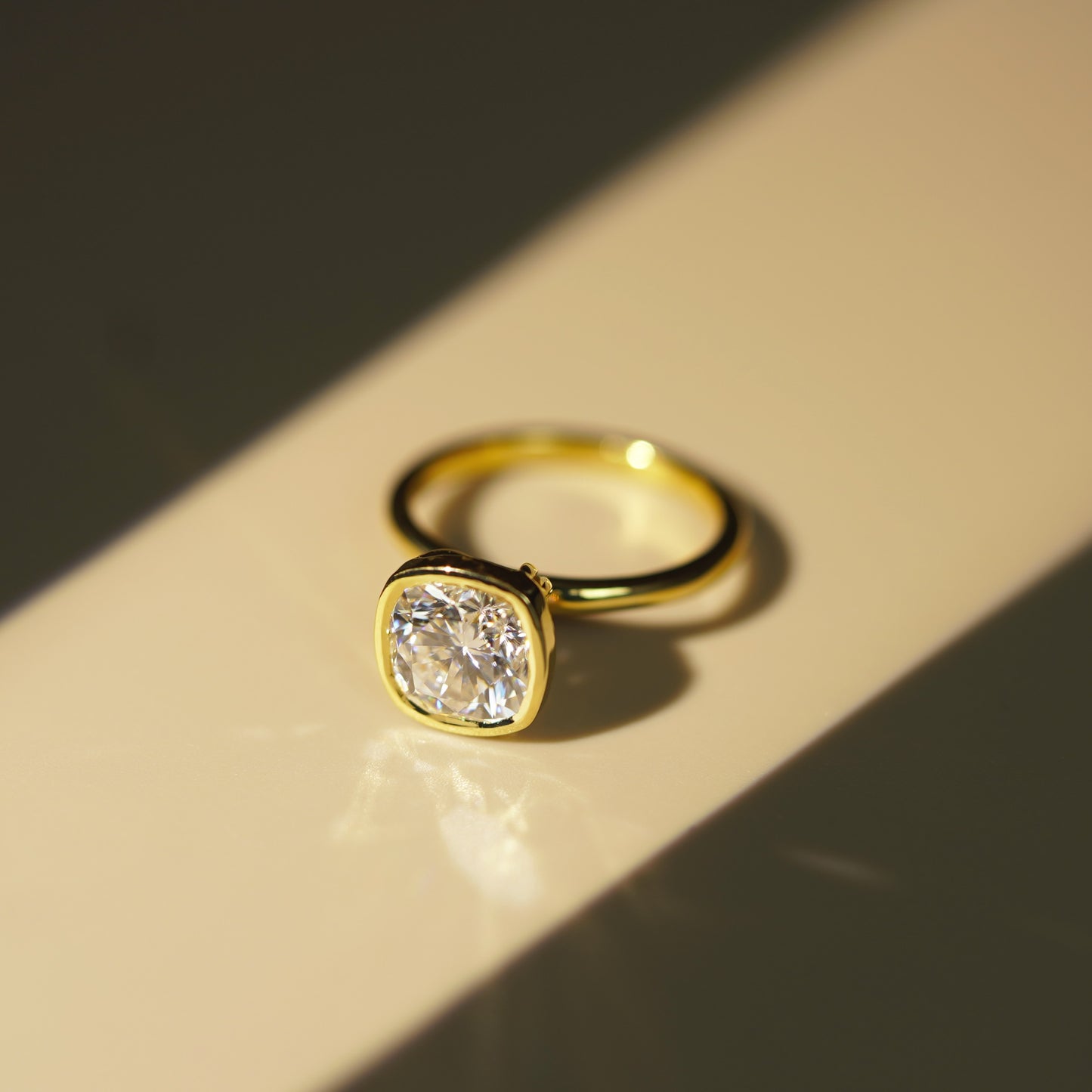 Cushion Cut Bezel Lab-Grown Diamond Engagement Ring