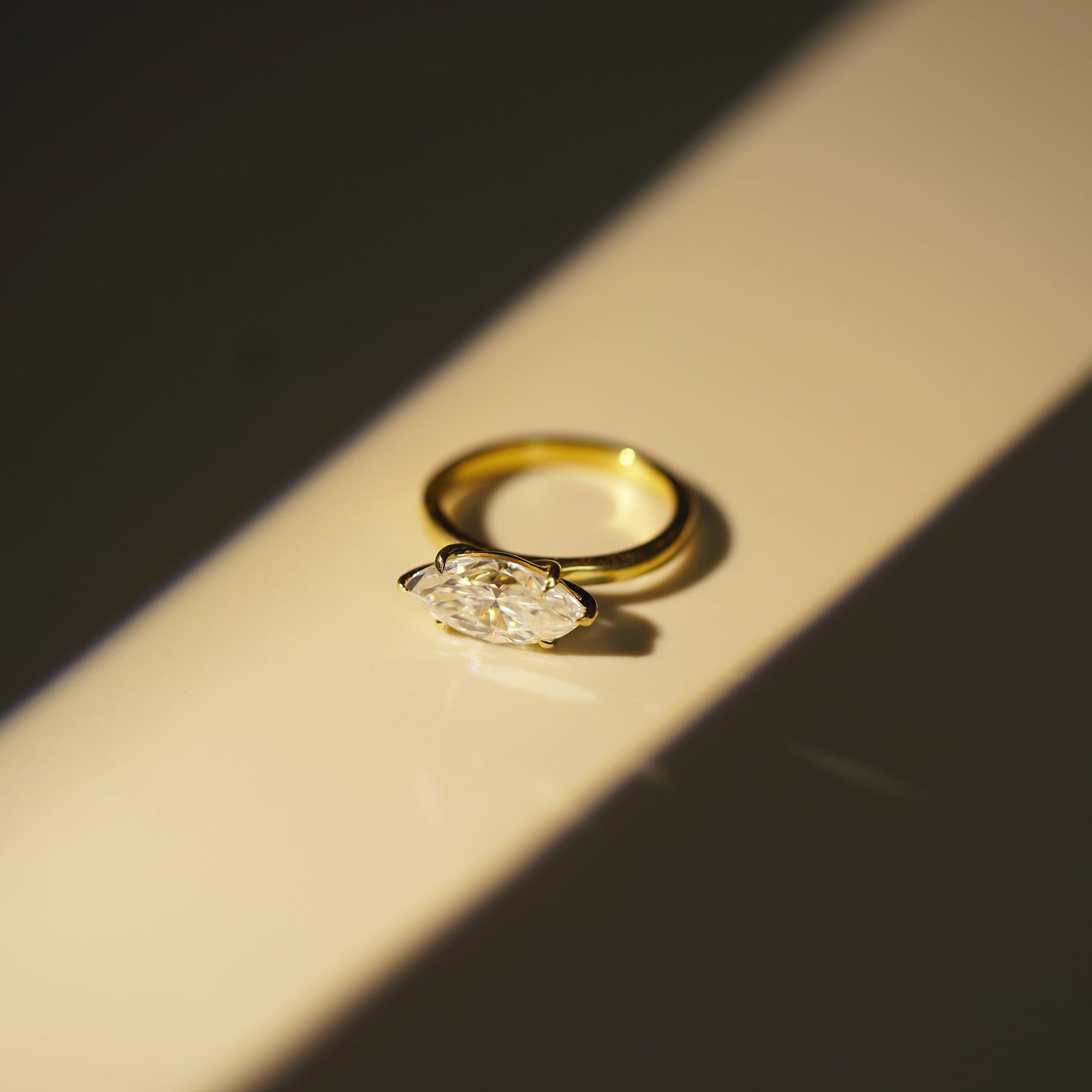 East West Marquise Cut Solitaire Lab-Grown Diamond Engagement Ring