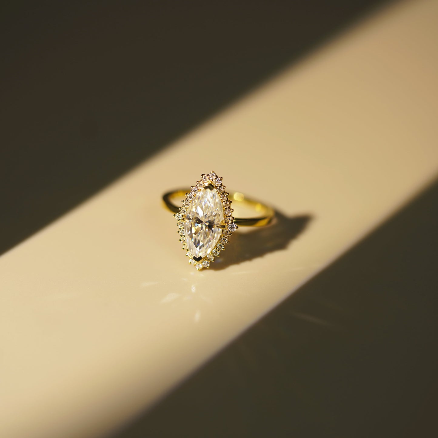 Marquise Cut Halo Lab-Grown Diamond Engagement Ring