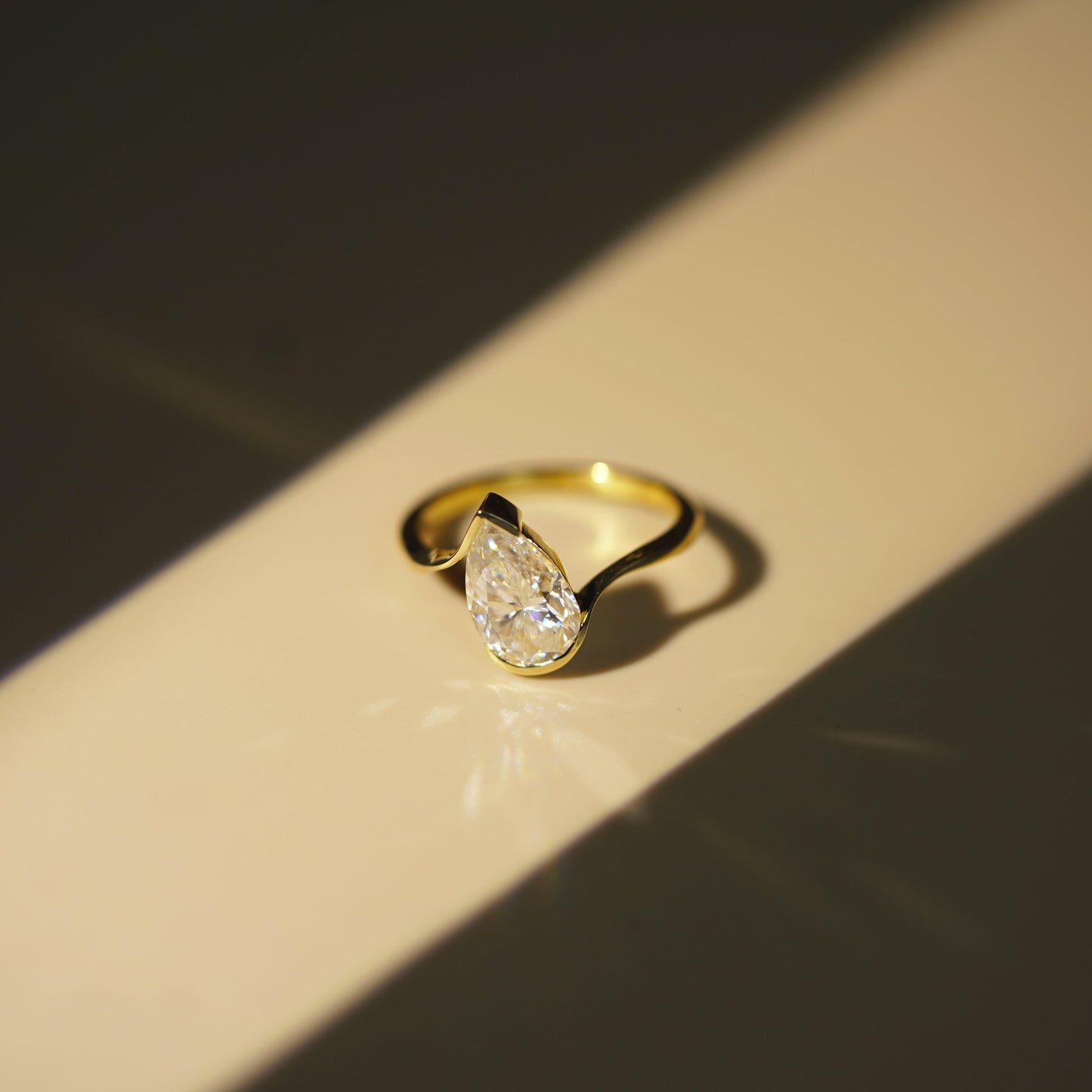 Pear Cut Swirl Lab-Grown Diamond Engagement Ring
