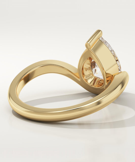 Pear Cut Curved Lab-Grown Diamond Engagement Ring
