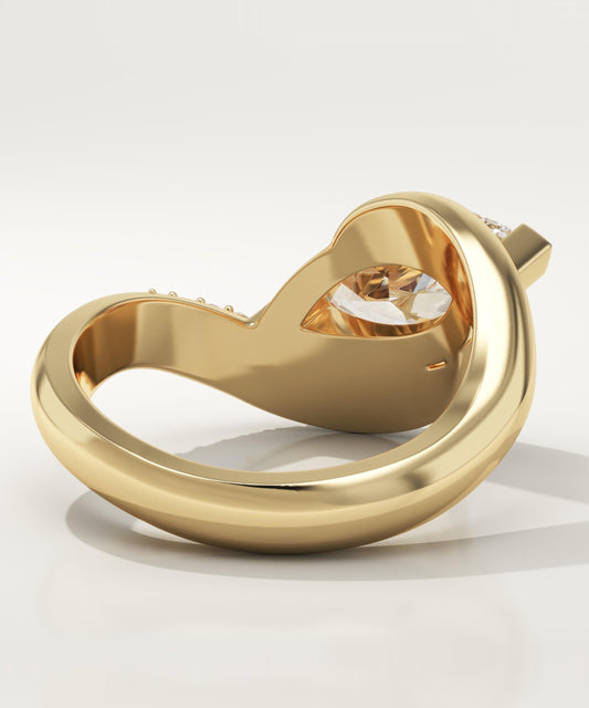 Marquise Cut Half Pave Lab-Grown Diamond Engagement Ring