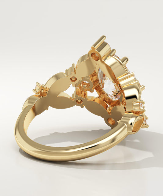 Oval Cut Nature Inspired Lab-Grown Diamond Engagement Ring