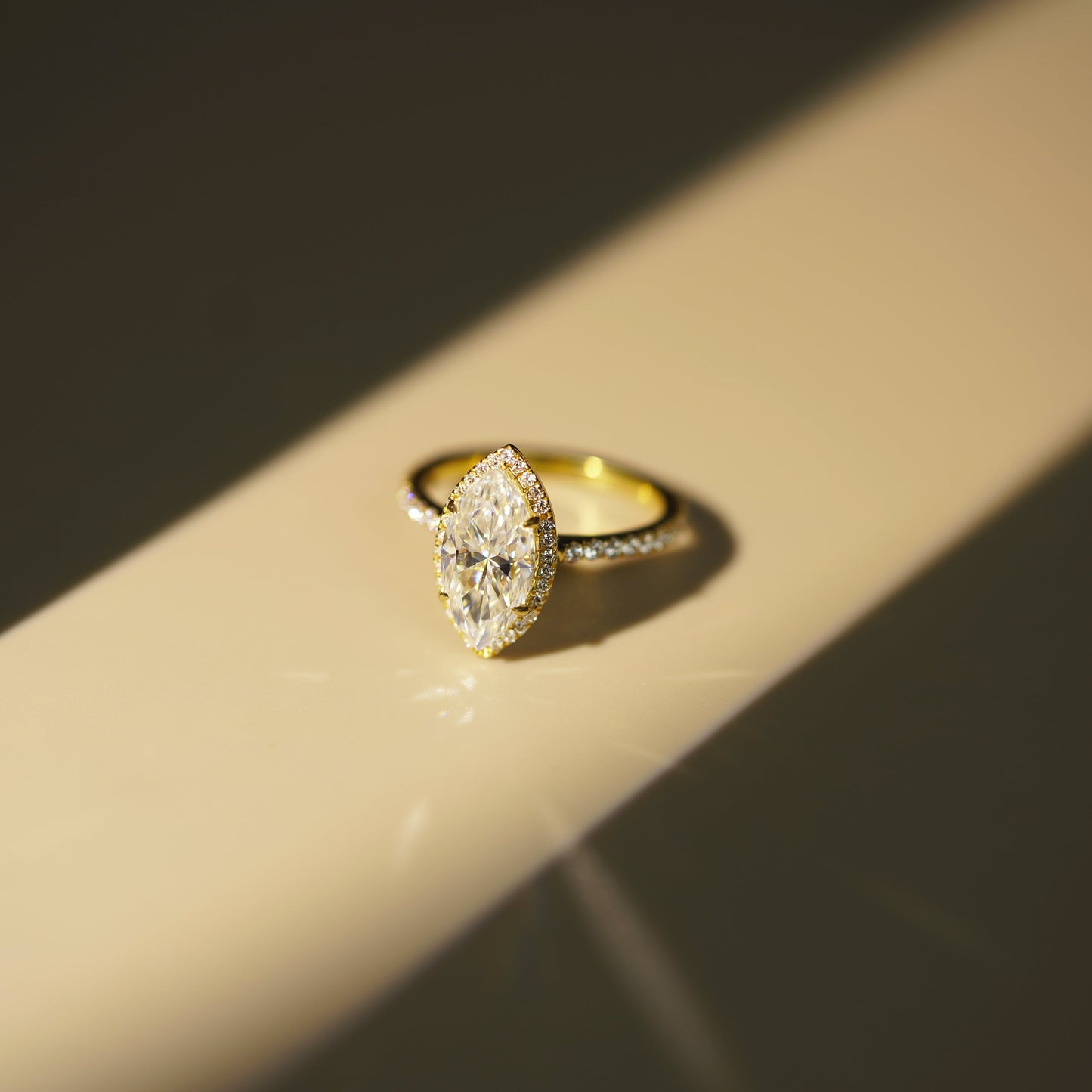 Marquise Cut Halo & Pave Cathedral Lab-Grown Diamond Engagement Ring