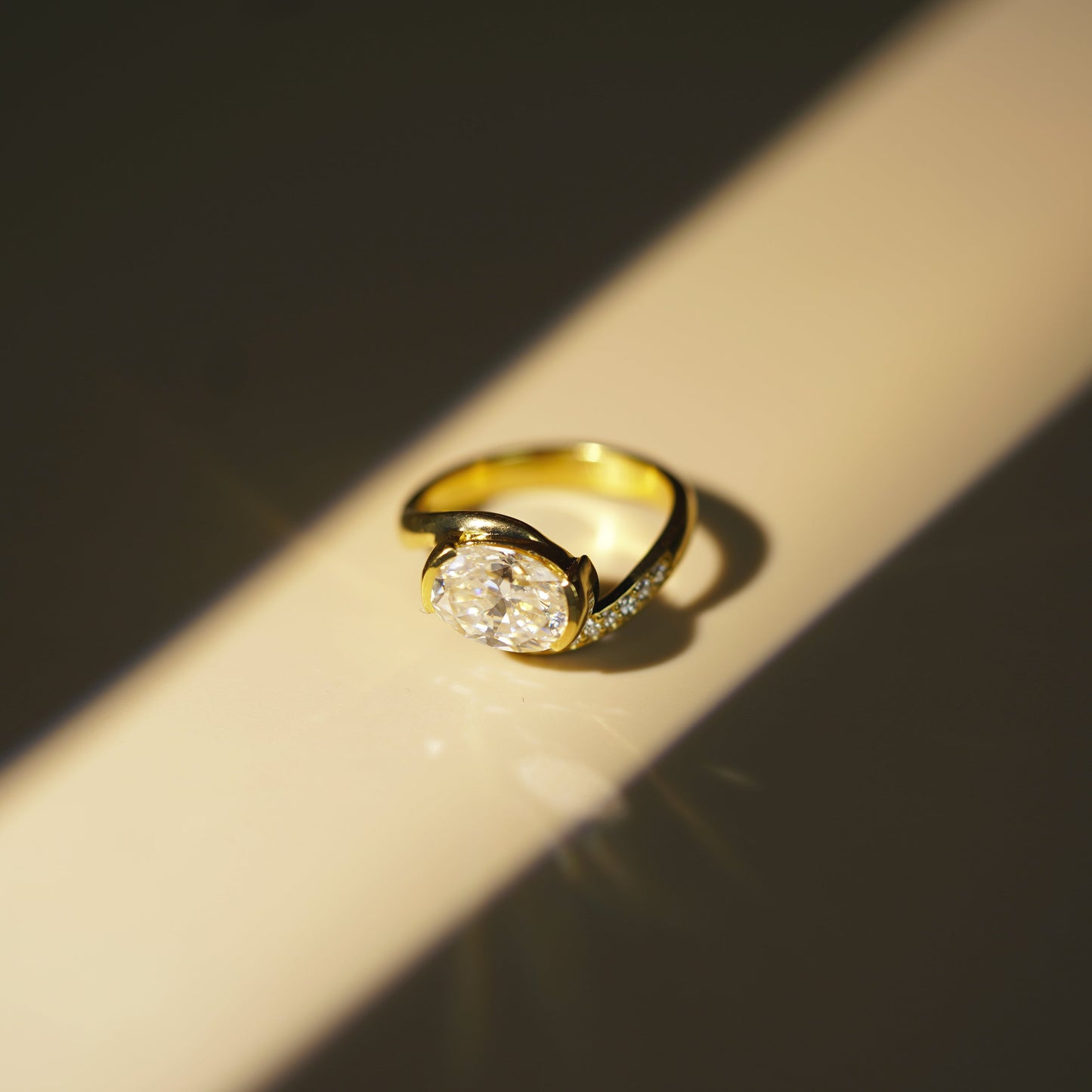 Oval Cut Semi Pave Lab-Grown Diamond Engagement Ring