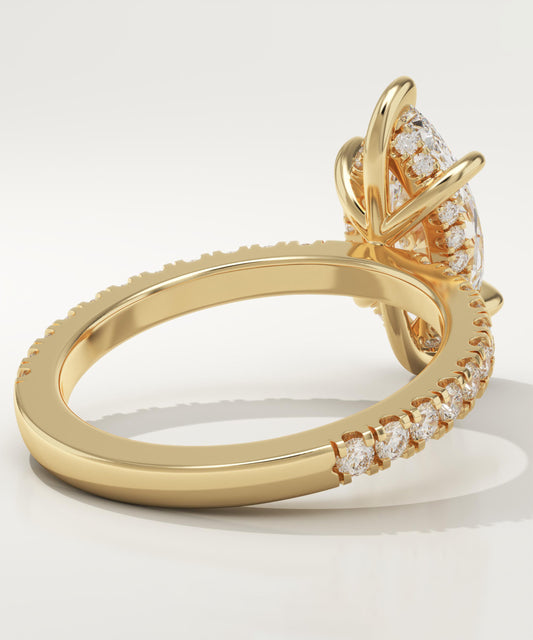 Marquise Cut Hidden Halo & Pave Lab-Grown Diamond Engagement Ring