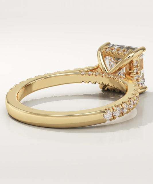 Asscher Cut Hidden Halo & Pave Cathedral Lab-Grown Diamond Engagement Ring