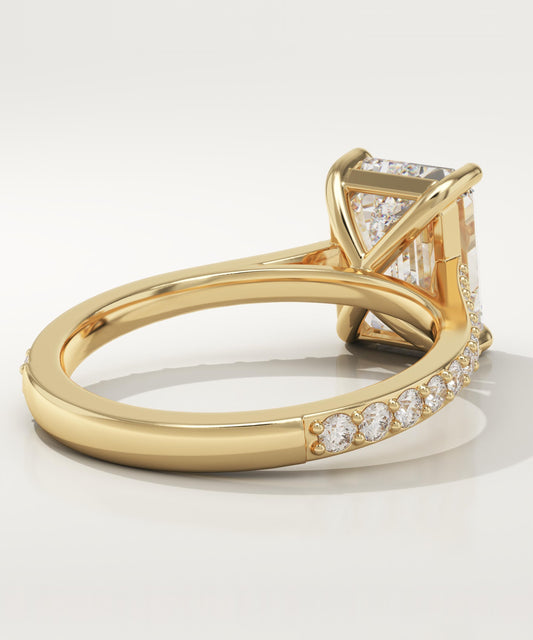 Emerald Cut Pave Cathedral Lab-Grown Diamond Engagement Ring
