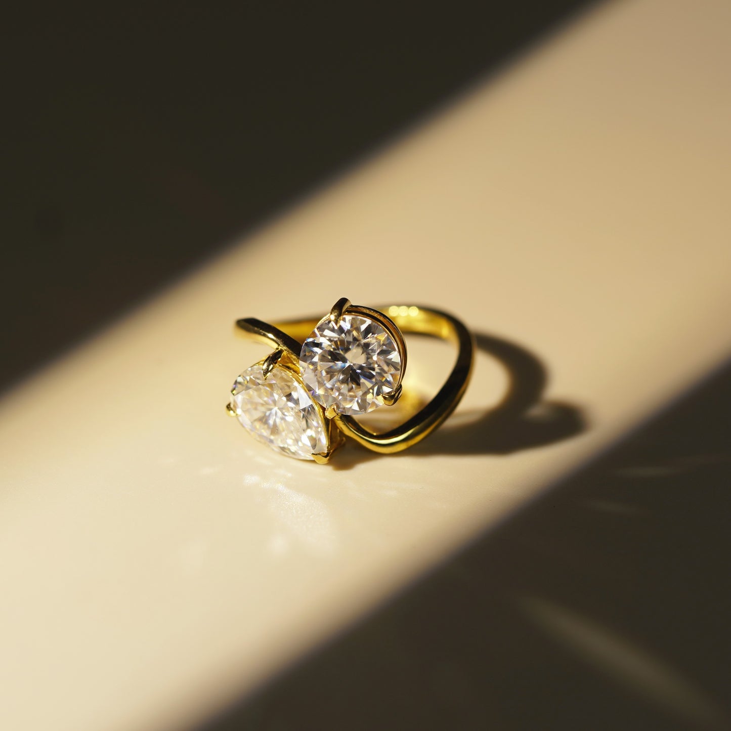 4 TCW Round & Pear Cut Toi Et Moi Lab-Grown Diamond Engagement Ring