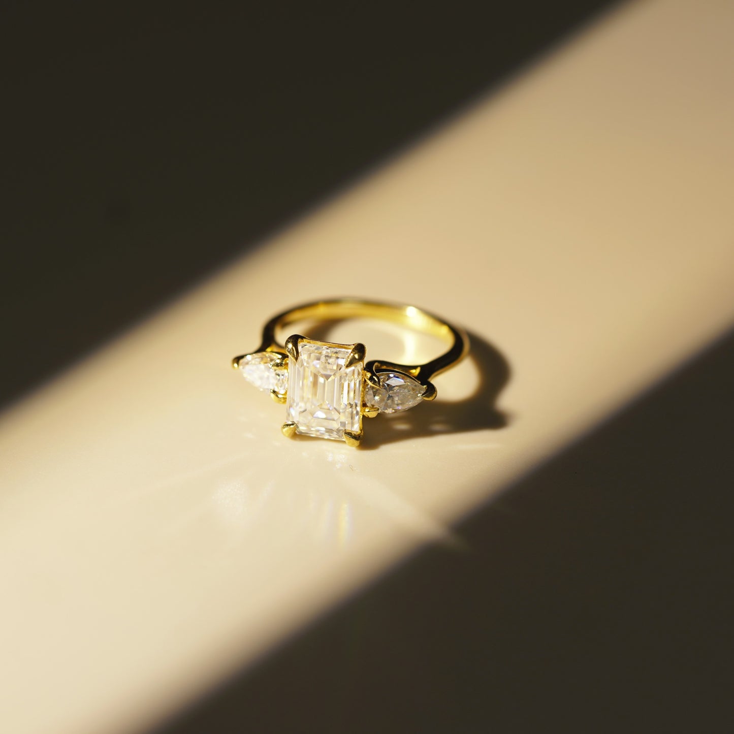 Emerald Cut Three Stone Lab-Grown Diamond Engagement Ring