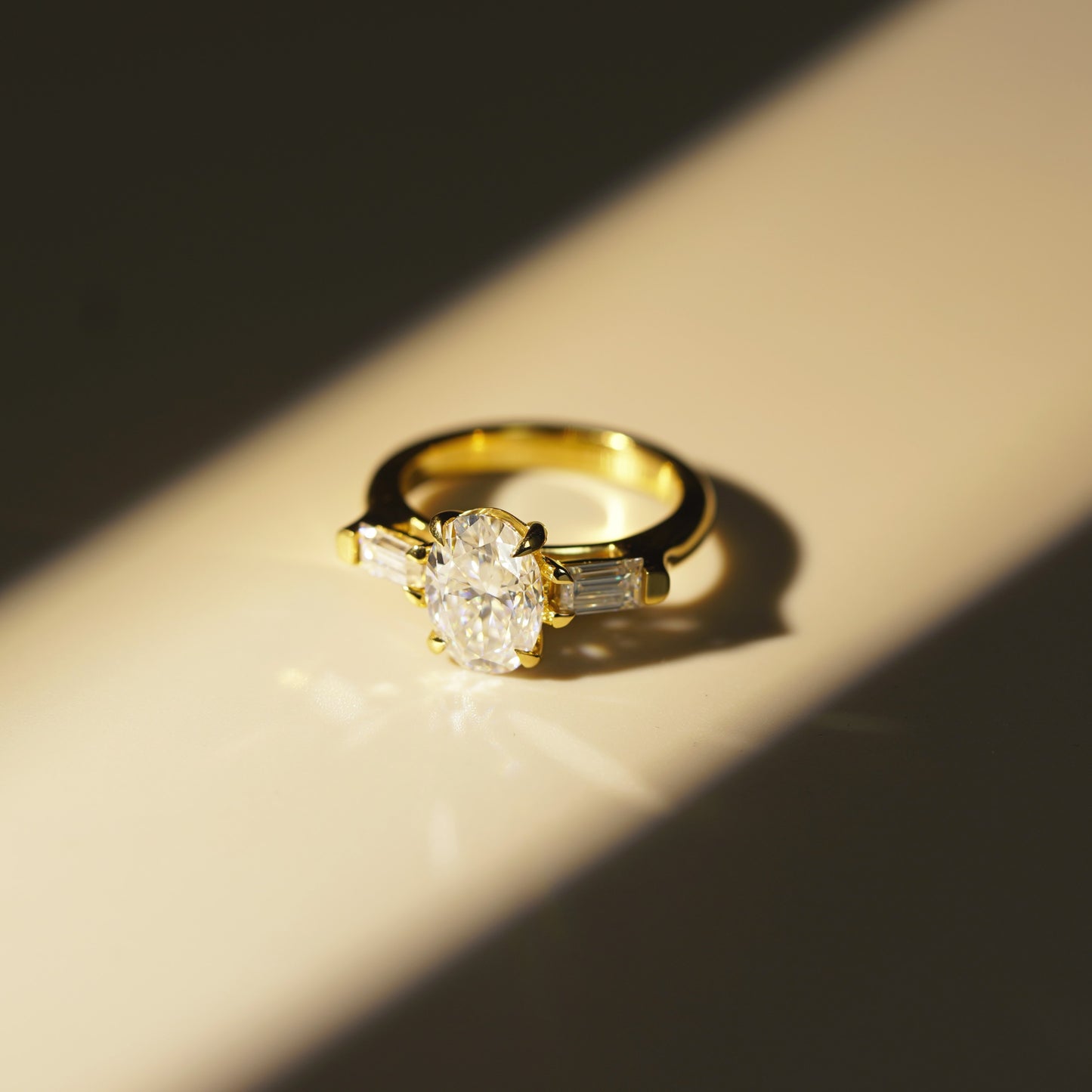 Oval Cut Three Stone Lab-Grown Diamond Engagement Ring