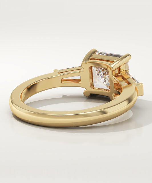 Asscher Cut Three Stone Lab-Grown Diamond Engagement Ring