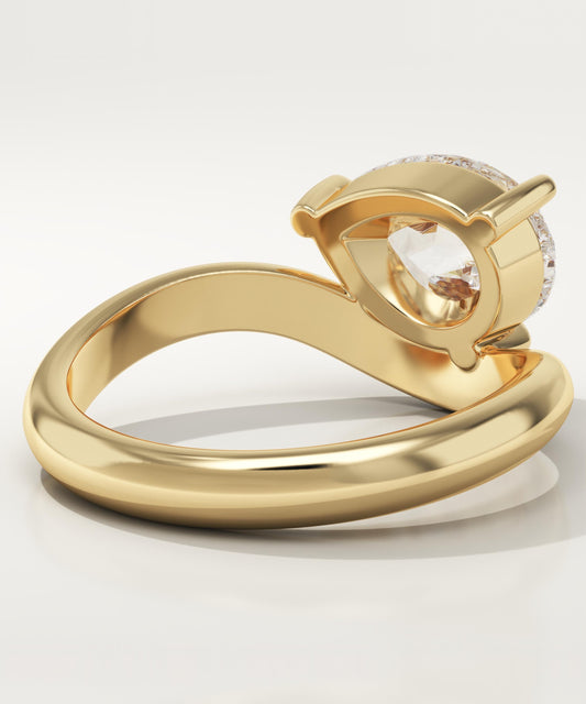 Pear Cut Curved Lab-Grown Diamond Engagement Ring