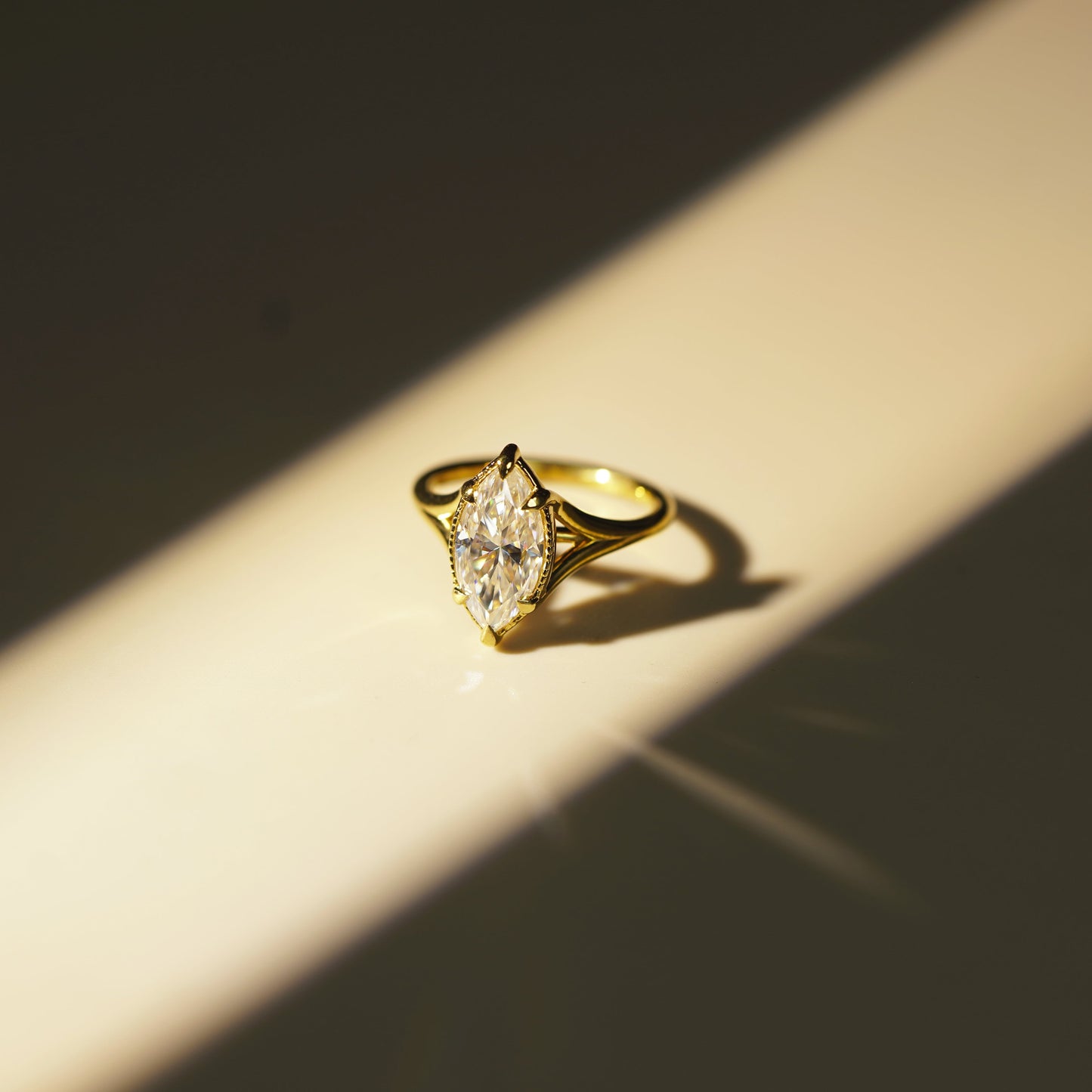 Marquise Cut Split Shank Lab-Grown Diamond Engagement Ring