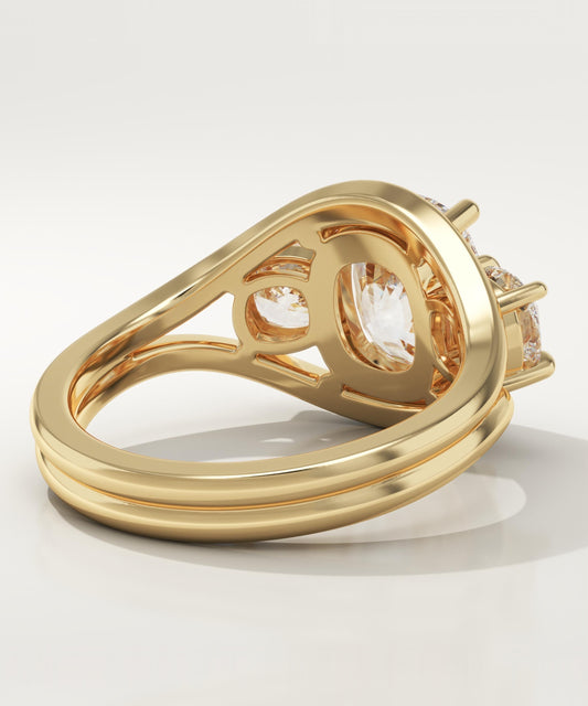 Elongated Cushion Cut Three Stone Lab-Grown Diamond Engagement Ring