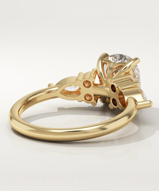 Elongated Cushion Cut Cluster Lab-Grown Diamond Engagement Ring