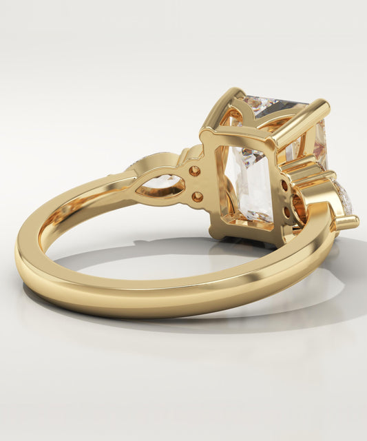 Emerald Cut Cluster Lab-Grown Diamond Engagement Ring